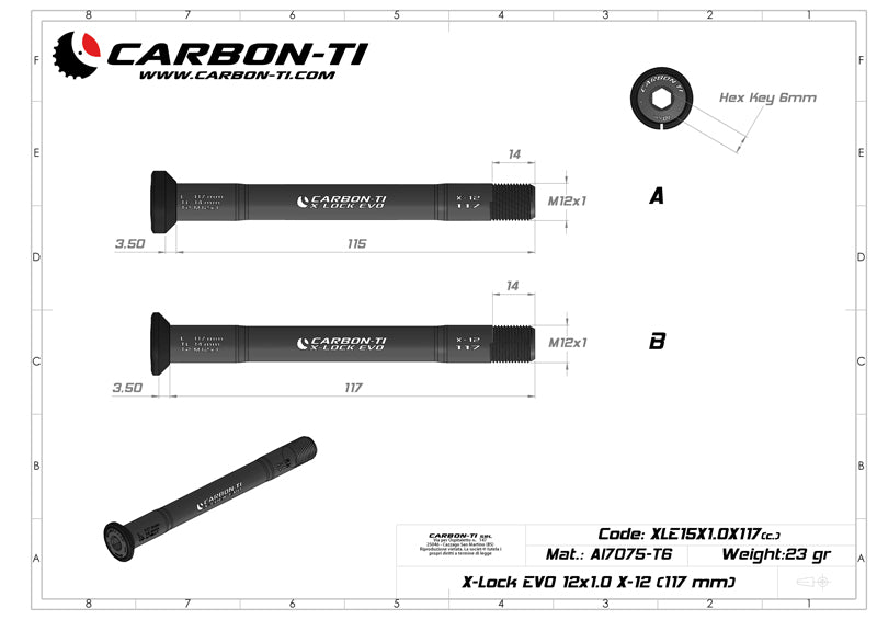 Carbon-Ti X-Lock EVO 12x1.0 X-12 (117 mm) Front Thru-Axle