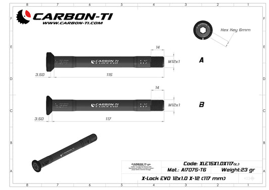 Carbon-Ti X-Lock EVO 12x1.0 X-12 (117 mm) Front Thru-Axle