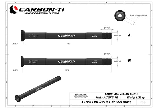 Carbon-Ti X-Lock EVO 12x1.0 X-12 (159 mm) Rear Thru-Axle