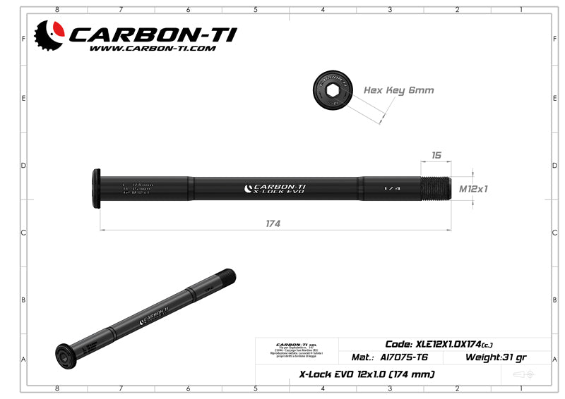 Carbon-Ti X-Lock EVO 12x1.0 (174 mm) Rear Thru-Axle
