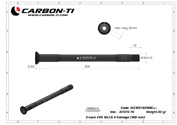 Carbon-Ti X-Lock EVO 12x1.5 X-Colnago (159 mm) Rear Thru-Axle