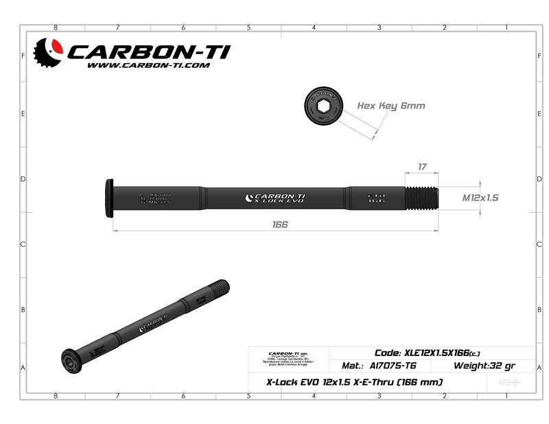 Carbon-Ti X-Lock EVO 12x1.5 X-E-Thru (166 mm) Rear Thru-Axle