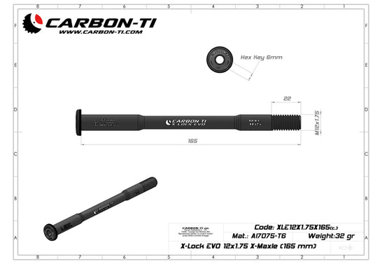 Carbon-Ti X-Lock EVO 12x1.75 X-Maxle (165 mm) Rear Thru-Axle