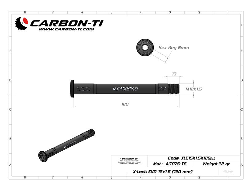 Carbon-Ti X-Lock EVO 12x1.5 (120 mm) Front Thru-Axle