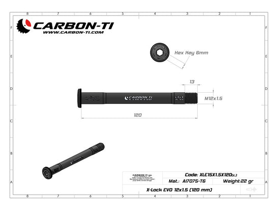 Carbon-Ti X-Lock EVO 12x1.5 (120 mm) Front Thru-Axle