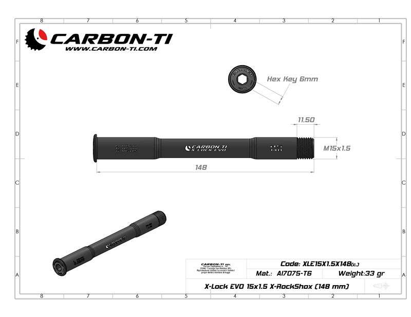 Carbon-Ti X-Lock EVO 15x1.5 X-RockShox (148 mm) Front Thru-Axle