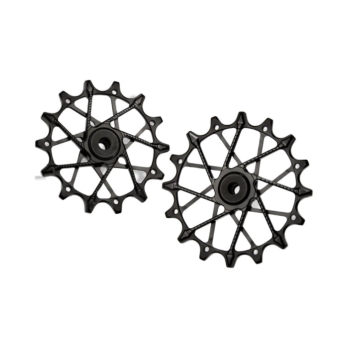 Garbaruk rear derailleur pulleys for SRAM XPLR 13-speed, in black.