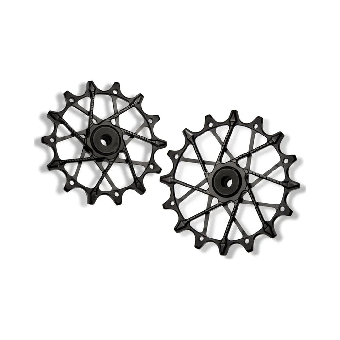 Garbaruk rear derailleur pulleys for SRAM XPLR 13-speed, in black.