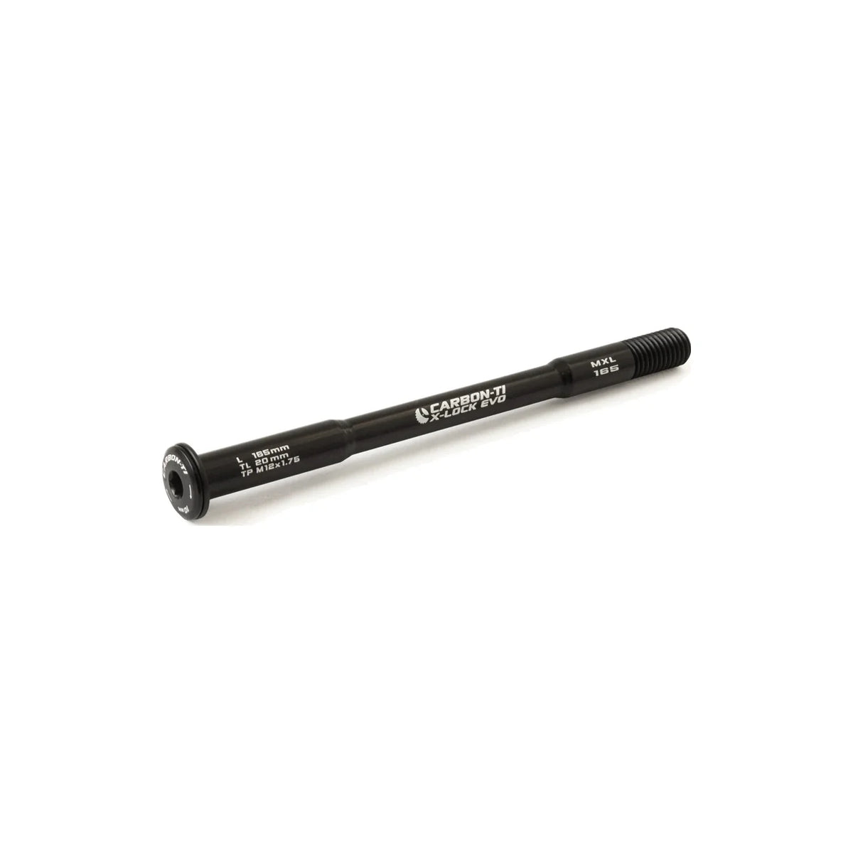 Carbon-Ti X-Lock EVO thru-axle, 12x1.75, X-Maxle, 165 mm, in Black.