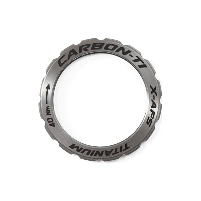 Carbon-Ti X-Rotor X-AFS Lockring, titanium, seen from the front.