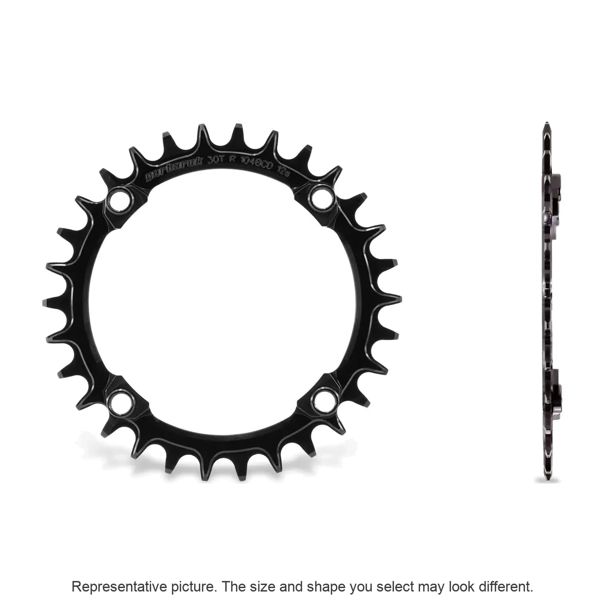 Garbaruk 104 BCD Chainring in Black, hero view