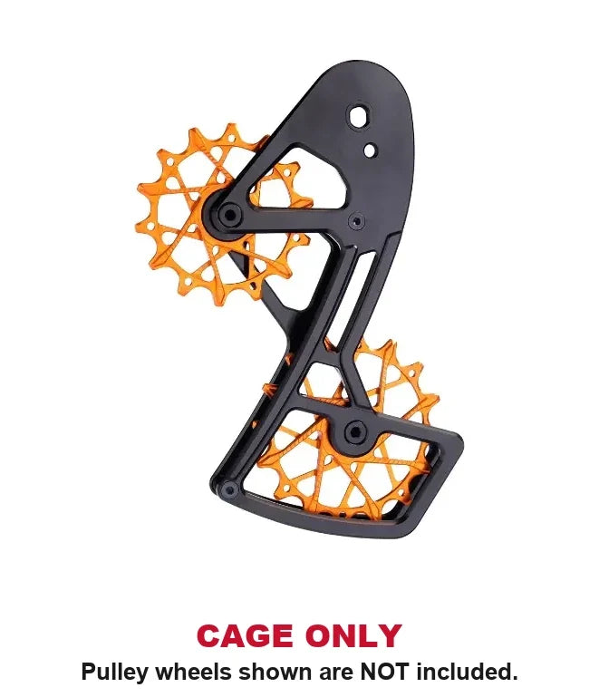 Garbaruk Rear Derailleur Cage for SRAM XPLR 13-Speed in Black, shown with pulley wheels that are not included.