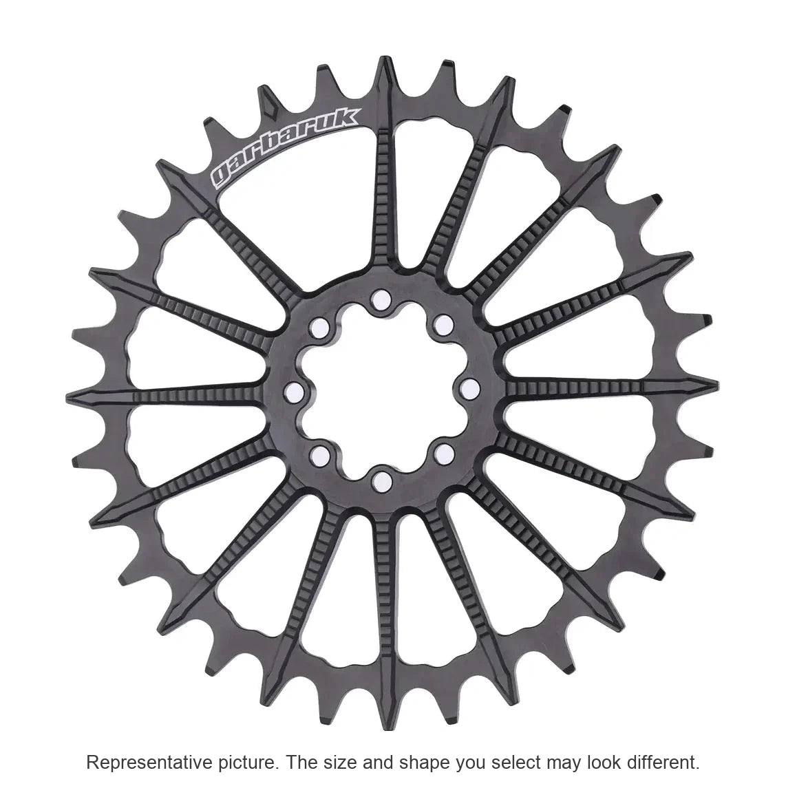 Garbaruk DM MTB Chainring for SRAM 8-Bolt in Black alternate angle
