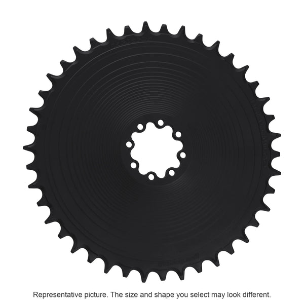 Garbaruk DM Road AERO Chainring for SRAM 8-Bolt in Matte Black, hero view.
