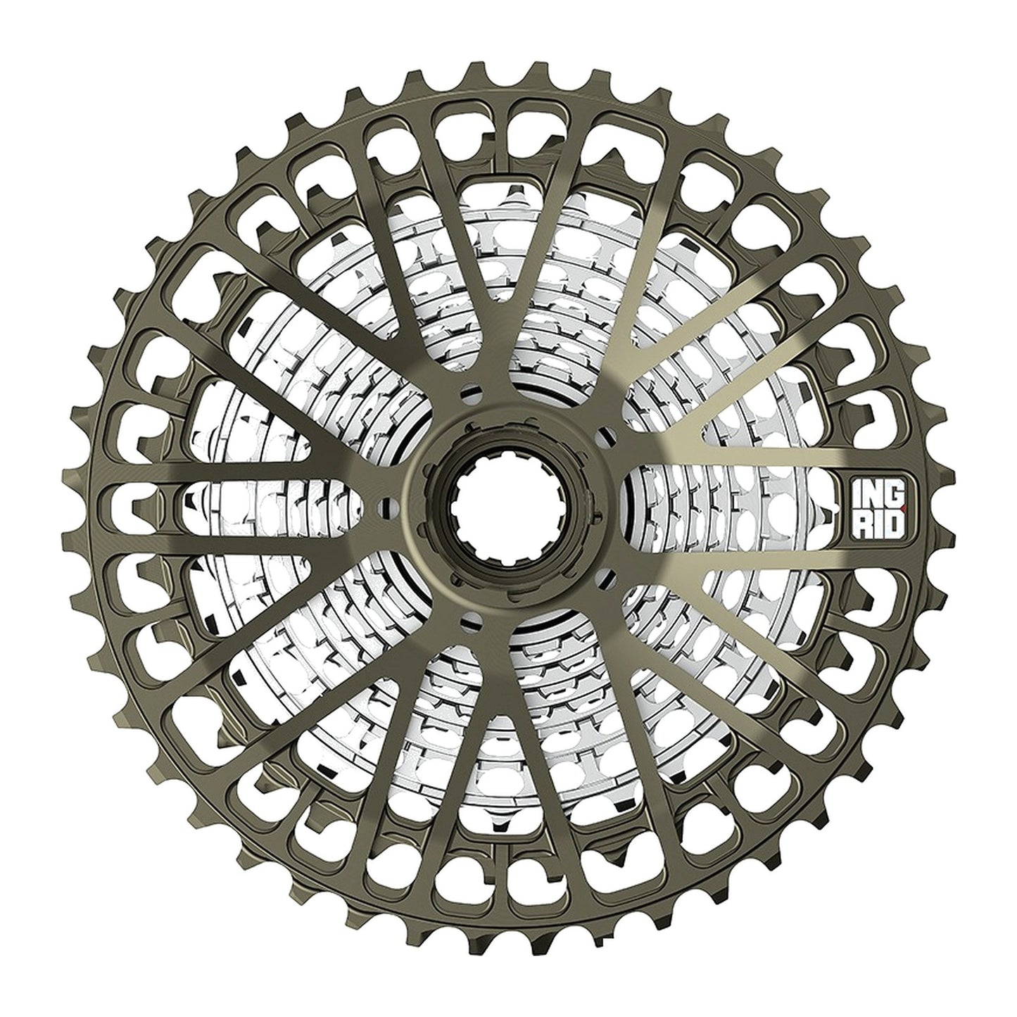 Ingrid 12-speed 44T11 cassette, 11-44T, hard-anodized aluminium and steel cogs