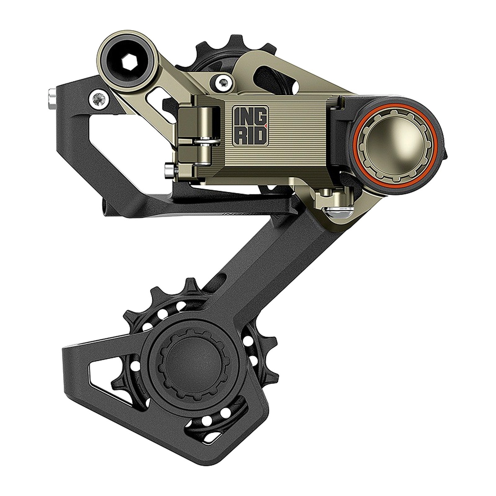 Ingrid RD1 MK2 mechanical rear derailleur in Hard Anodized finish, Long cage