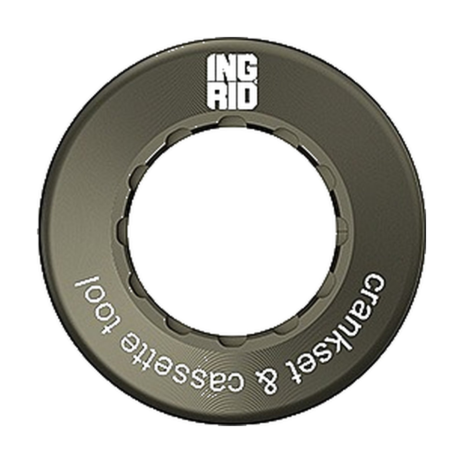Ingrid crankset & cassette lock-ring tool, top view showing the splined interface