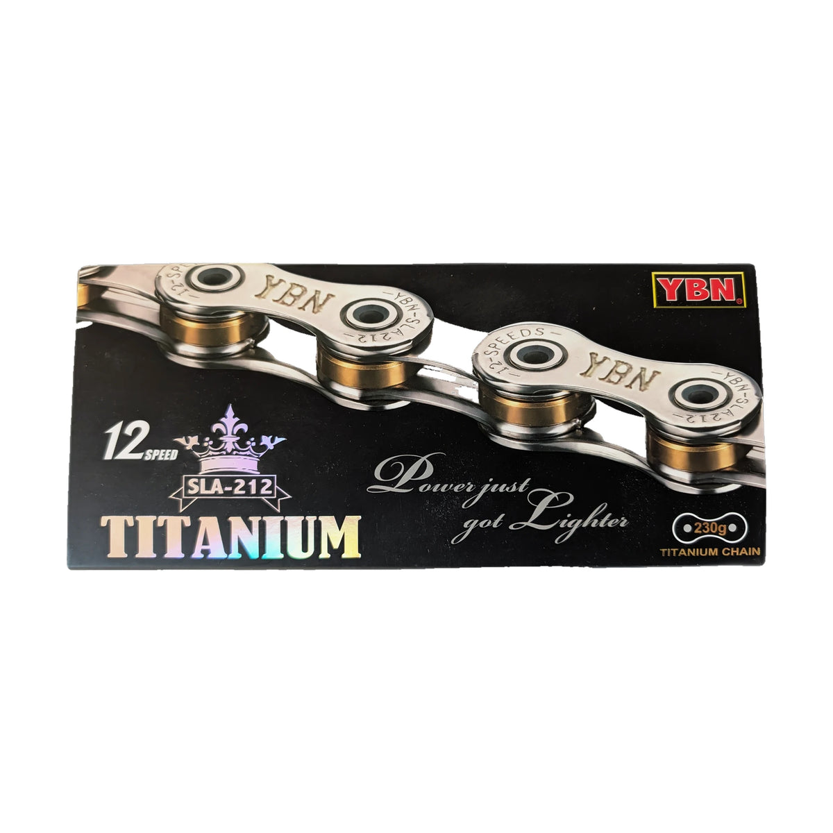 YBN SLA212 12-Speed Titanium Chain in its retail packaging